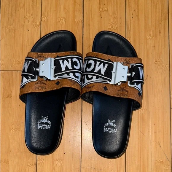 MCM | Shoes | Mcm Tan And Black Logo Slides | Poshmark display picture 3